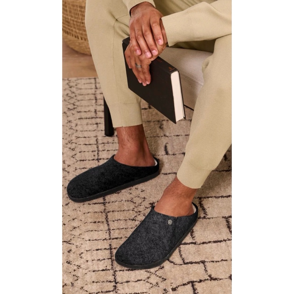 Birkenstock Zermatt Wool Charcoal Gray Mules Slippers 40 - Picture 8 of 12